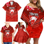 Custom Swans Football Family Matching Off Shoulder Short Dress and Hawaiian Shirt ANZAC Lest We Forget