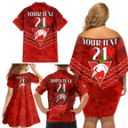 Custom Swans Football Family Matching Off Shoulder Short Dress and Hawaiian Shirt ANZAC Lest We Forget