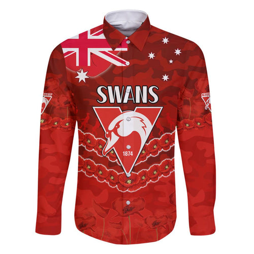 Custom Swans Football Family Matching Off Shoulder Short Dress and Hawaiian Shirt ANZAC Lest We Forget