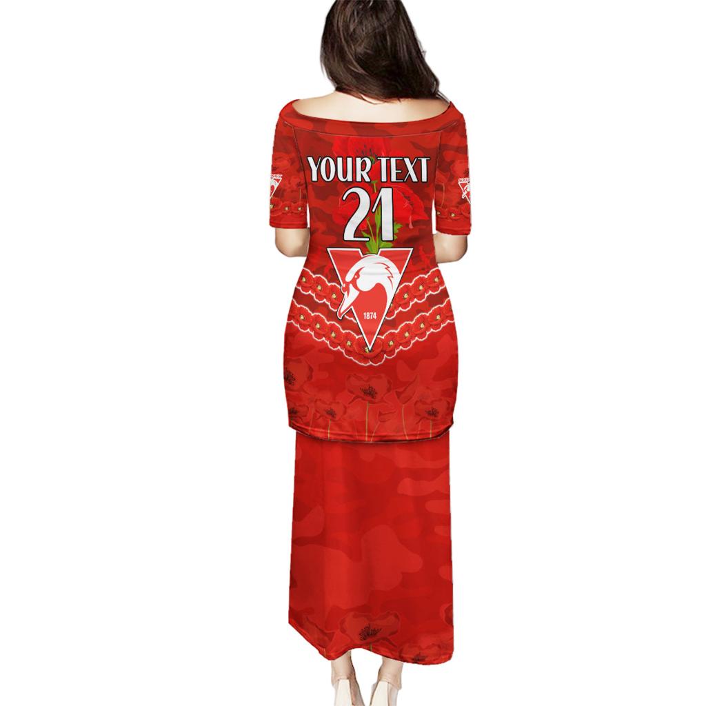 Custom Swans Football Family Matching Puletasi and Hawaiian Shirt ANZAC Lest We Forget
