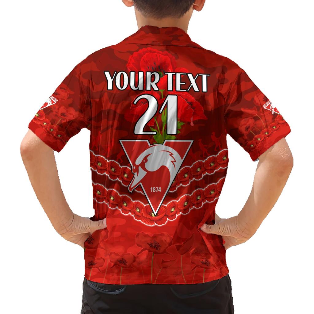 Custom Swans Football Family Matching Short Sleeve Bodycon Dress and Hawaiian Shirt ANZAC Lest We Forget