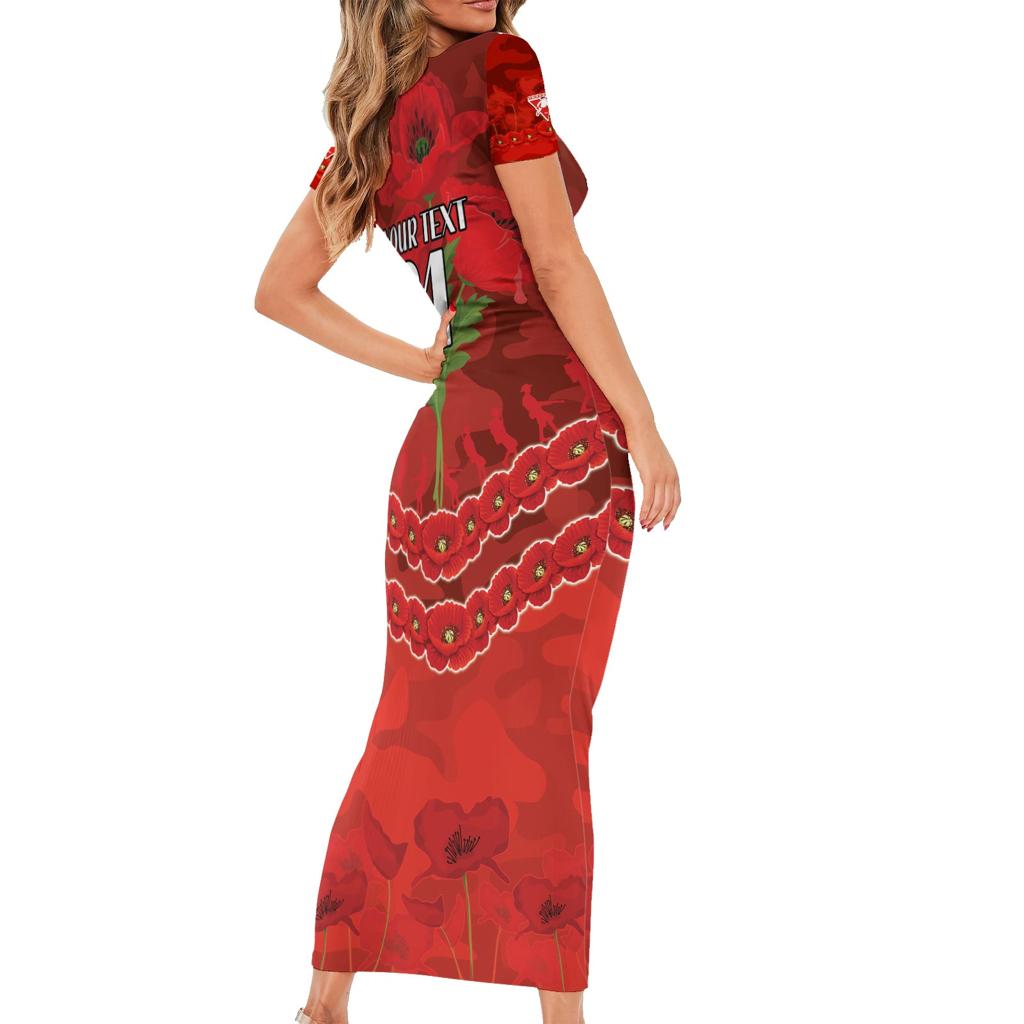 Custom Swans Football Family Matching Short Sleeve Bodycon Dress and Hawaiian Shirt ANZAC Lest We Forget