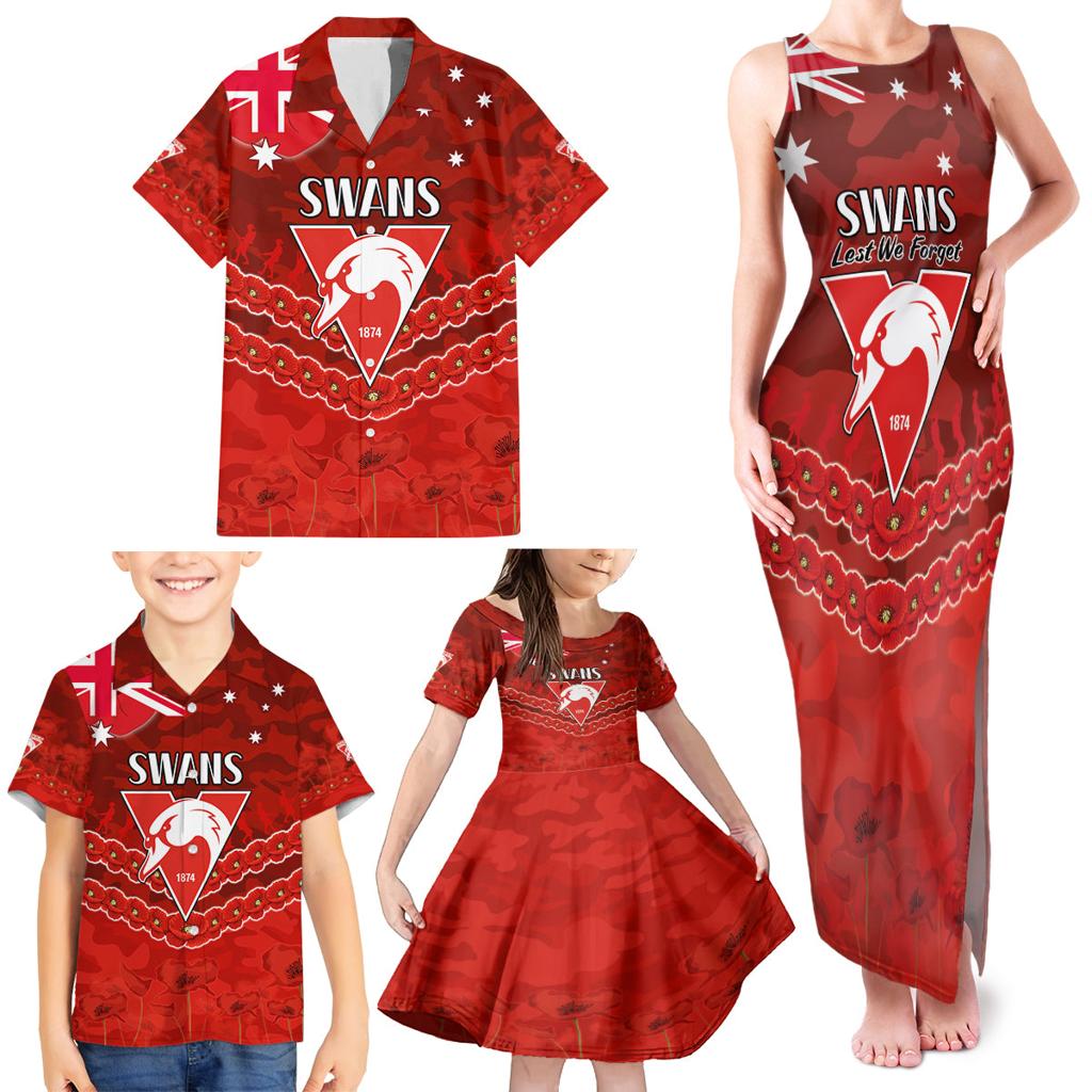 Custom Swans Football Family Matching Tank Maxi Dress and Hawaiian Shirt ANZAC Lest We Forget