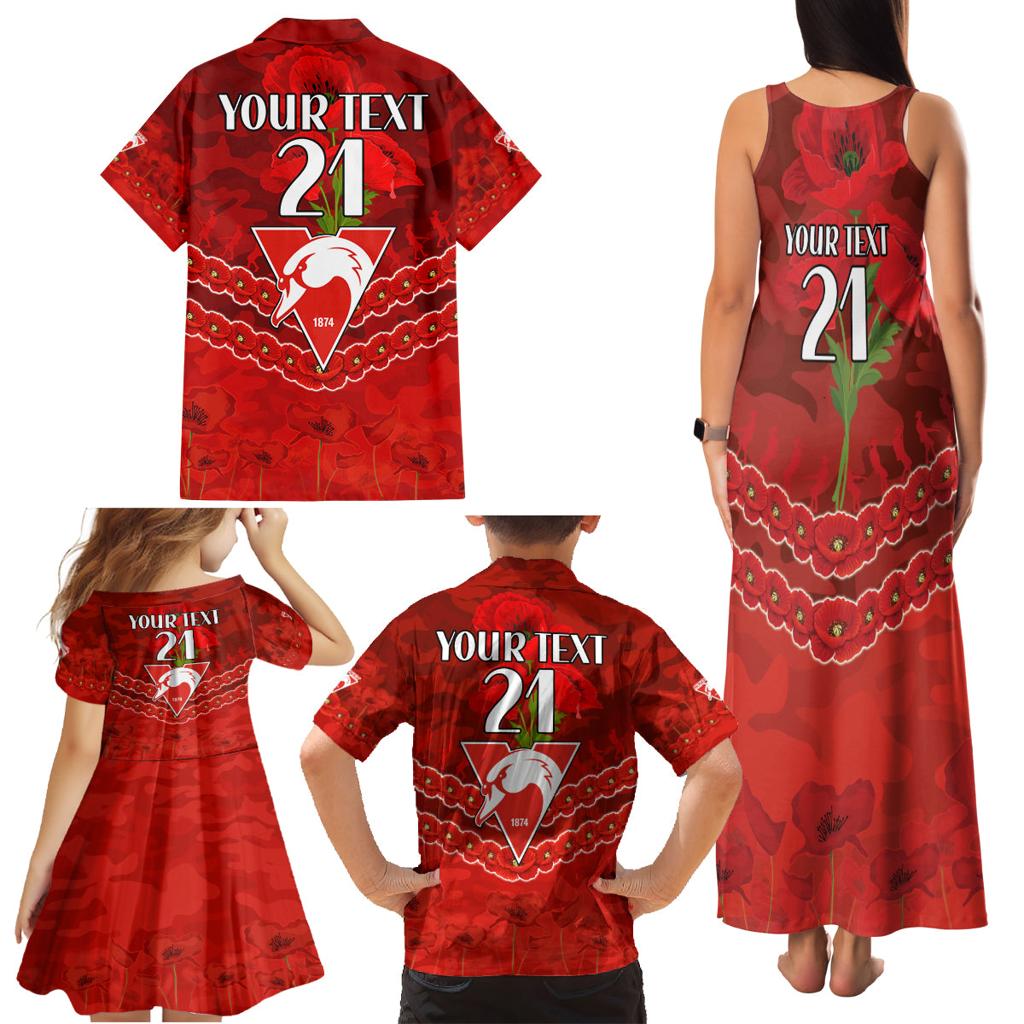 Custom Swans Football Family Matching Tank Maxi Dress and Hawaiian Shirt ANZAC Lest We Forget