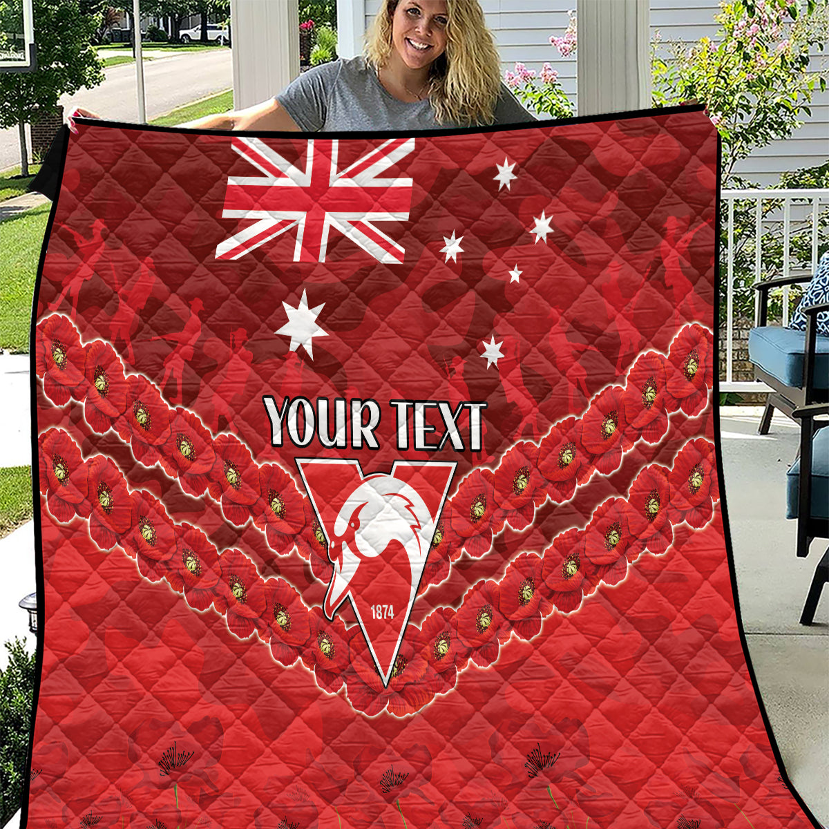 Custom Swans Football Quilt ANZAC Lest We Forget