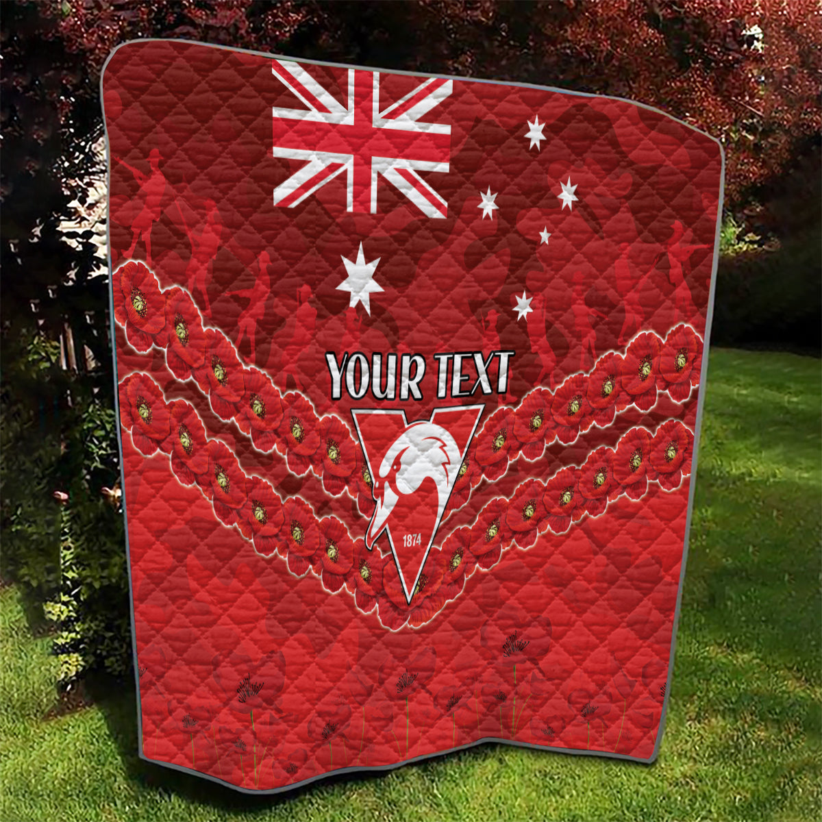 Custom Swans Football Quilt ANZAC Lest We Forget