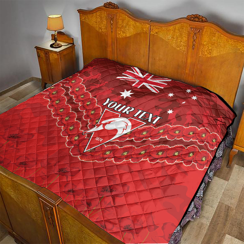 Custom Swans Football Quilt ANZAC Lest We Forget