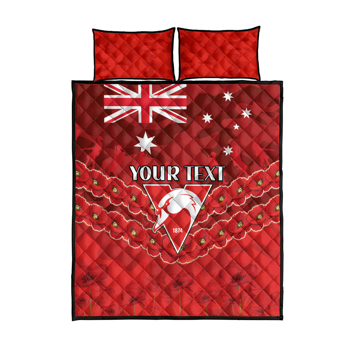 Custom Swans Football Quilt Bed Set ANZAC Lest We Forget