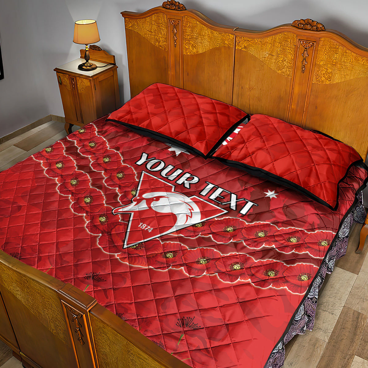 Custom Swans Football Quilt Bed Set ANZAC Lest We Forget