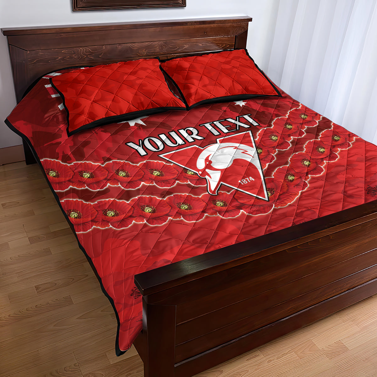 Custom Swans Football Quilt Bed Set ANZAC Lest We Forget