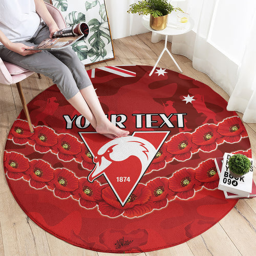 Custom Swans Football Round Carpet ANZAC Lest We Forget