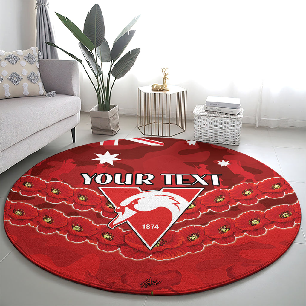 Custom Swans Football Round Carpet ANZAC Lest We Forget