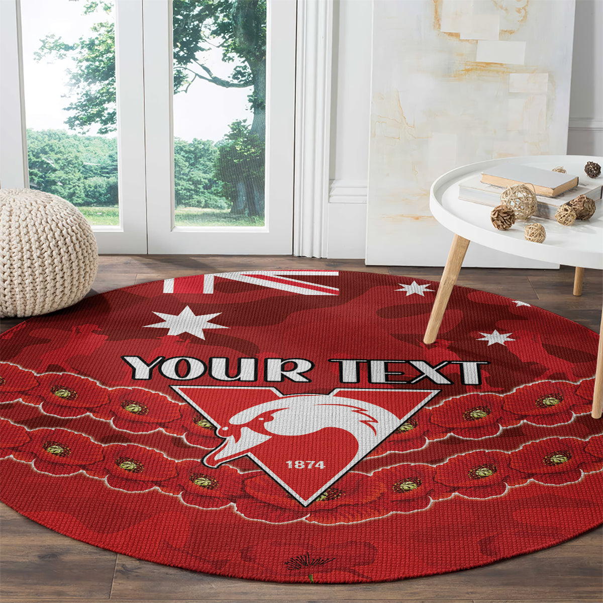 Custom Swans Football Round Carpet ANZAC Lest We Forget