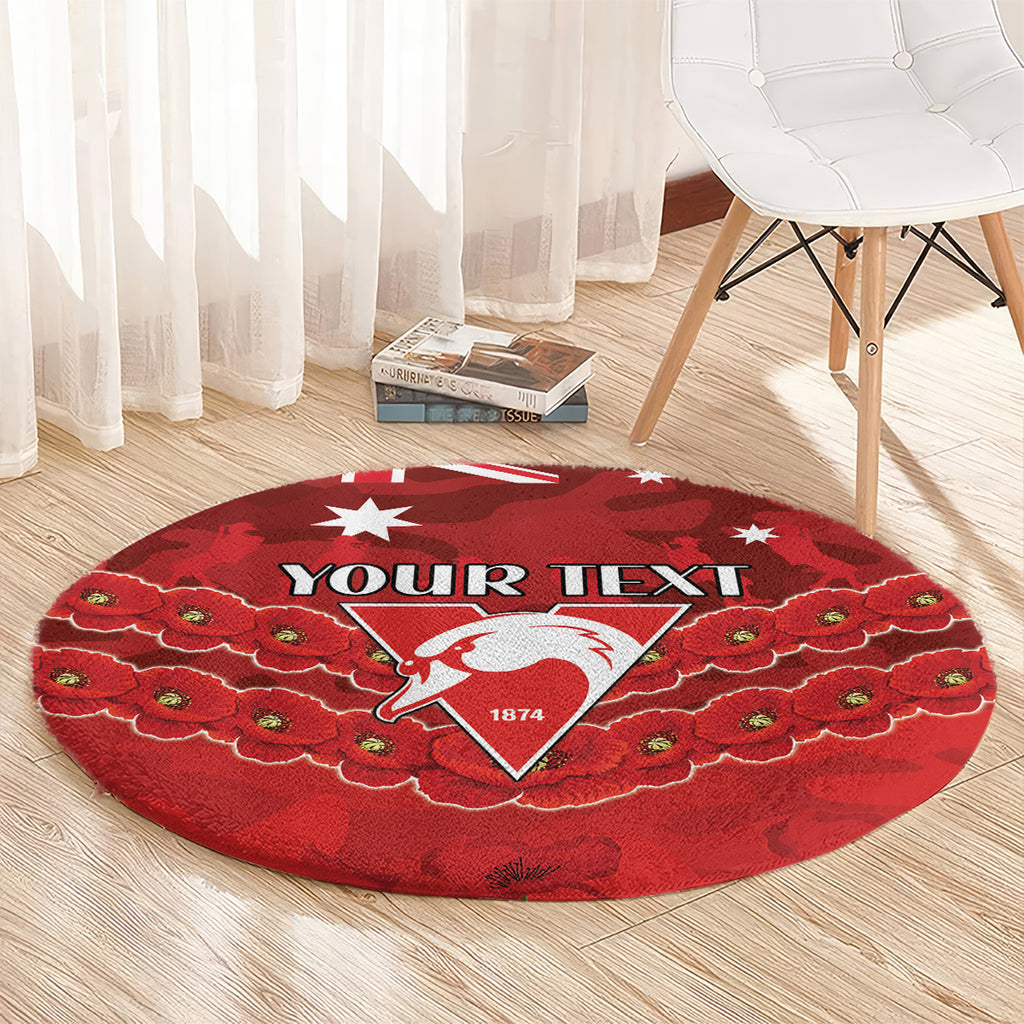 Custom Swans Football Round Carpet ANZAC Lest We Forget