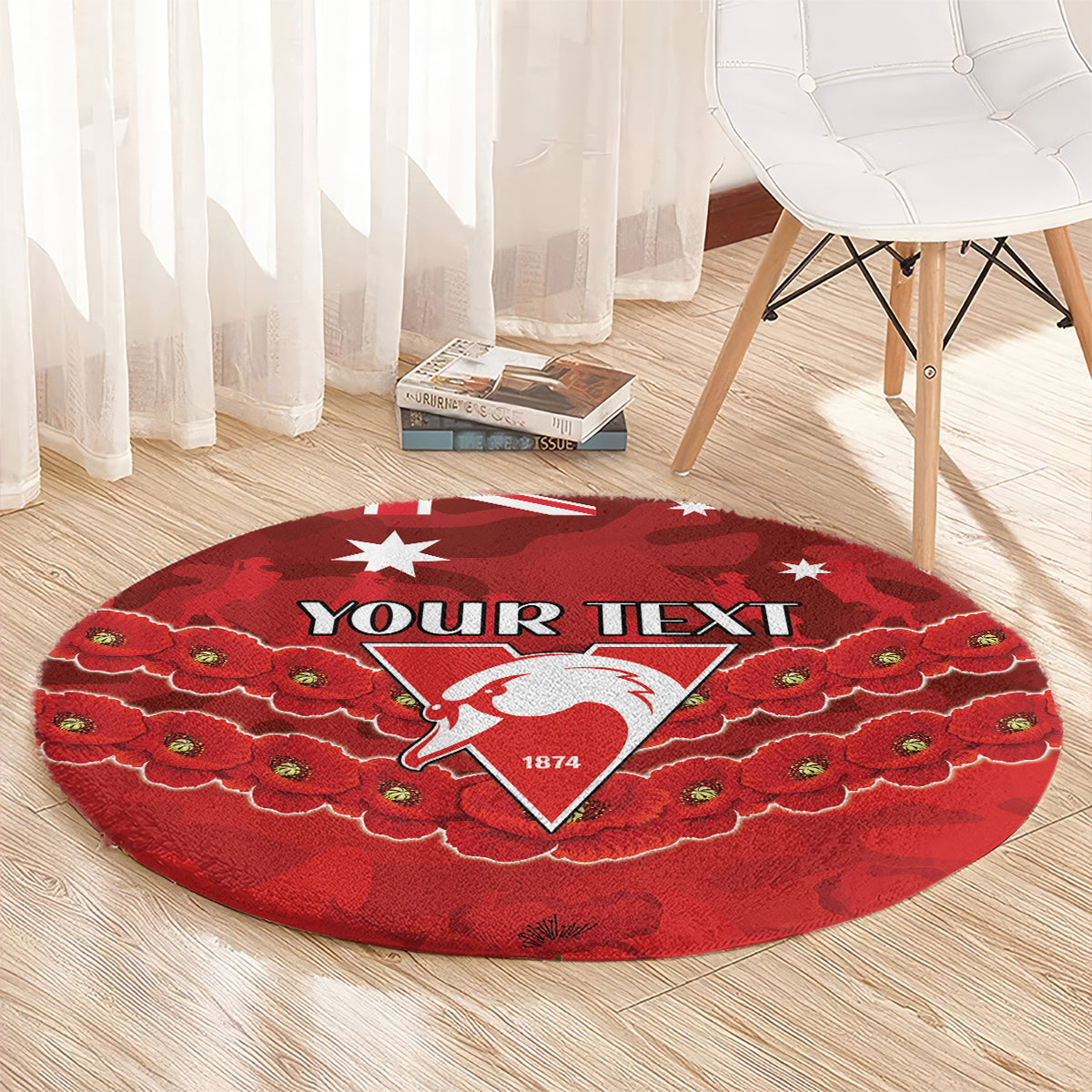 Custom Swans Football Round Carpet ANZAC Lest We Forget