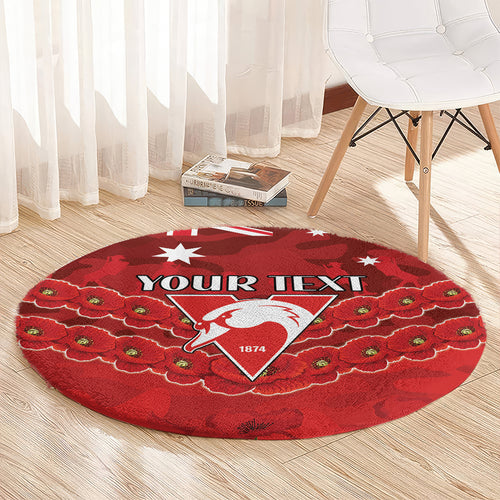 Custom Swans Football Round Carpet ANZAC Lest We Forget