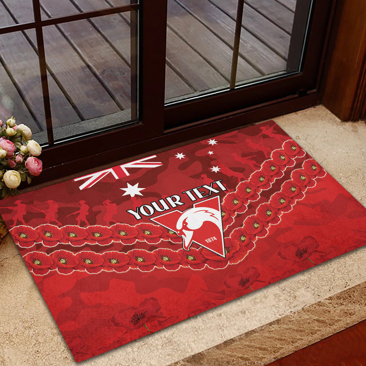 Custom Swans Football Rubber Doormat ANZAC Lest We Forget