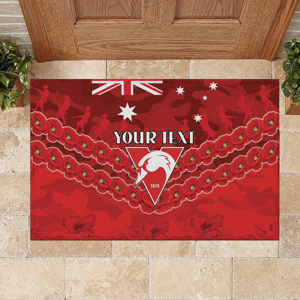 Custom Swans Football Rubber Doormat ANZAC Lest We Forget