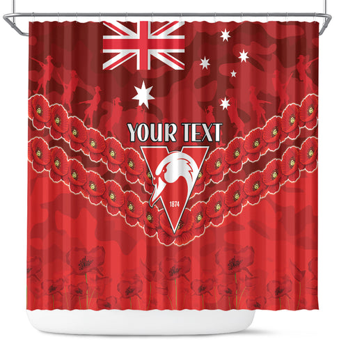 Custom Swans Football Shower Curtain ANZAC Lest We Forget
