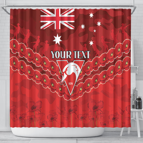 Custom Swans Football Shower Curtain ANZAC Lest We Forget