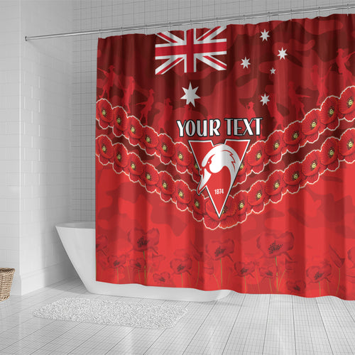 Custom Swans Football Shower Curtain ANZAC Lest We Forget