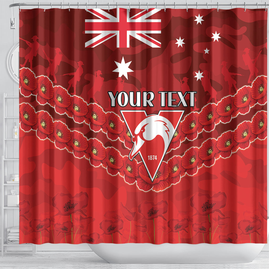Custom Swans Football Shower Curtain ANZAC Lest We Forget