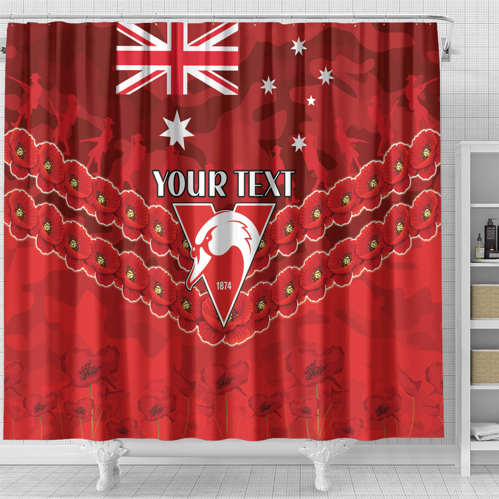 Custom Swans Football Shower Curtain ANZAC Lest We Forget