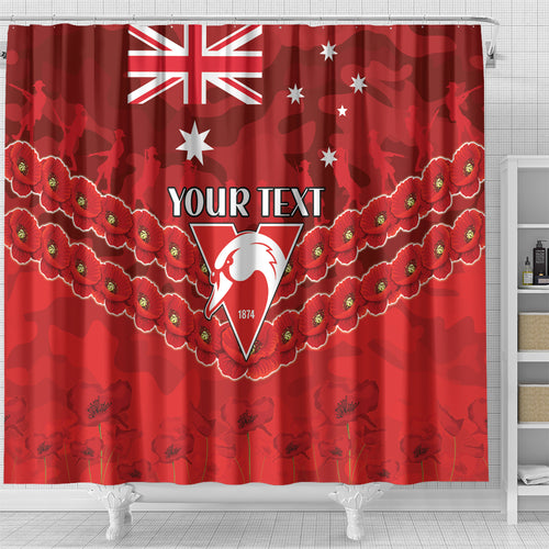 Custom Swans Football Shower Curtain ANZAC Lest We Forget