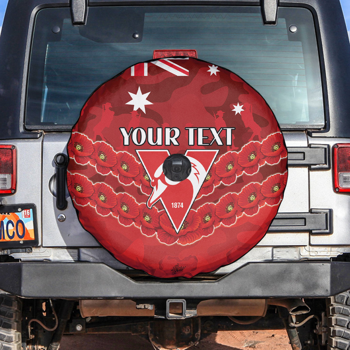 Custom Swans Football Spare Tire Cover ANZAC Lest We Forget