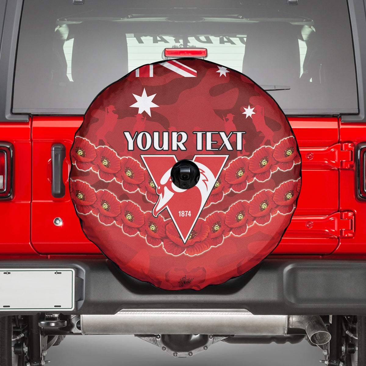 Custom Swans Football Spare Tire Cover ANZAC Lest We Forget