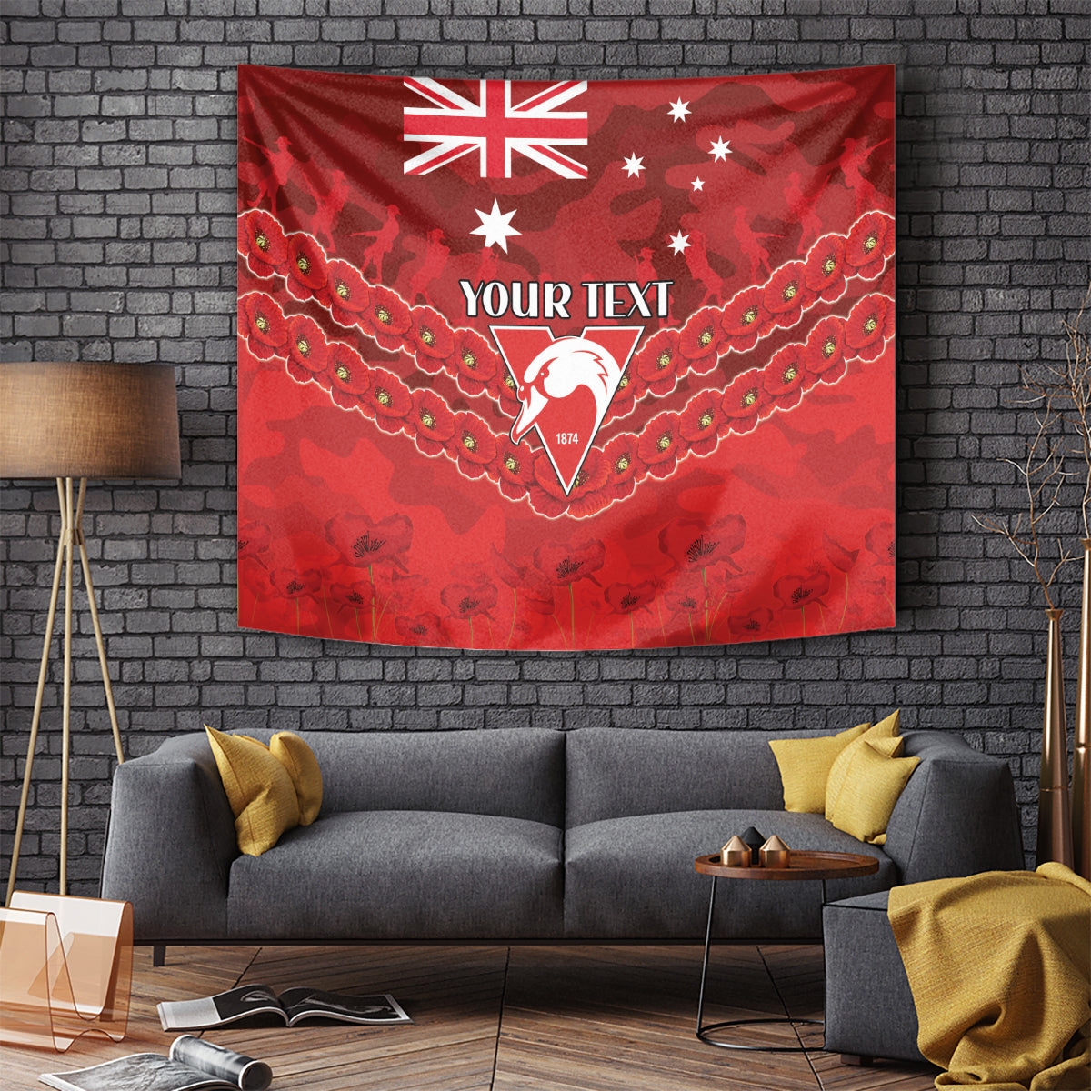 Custom Swans Football Tapestry ANZAC Lest We Forget