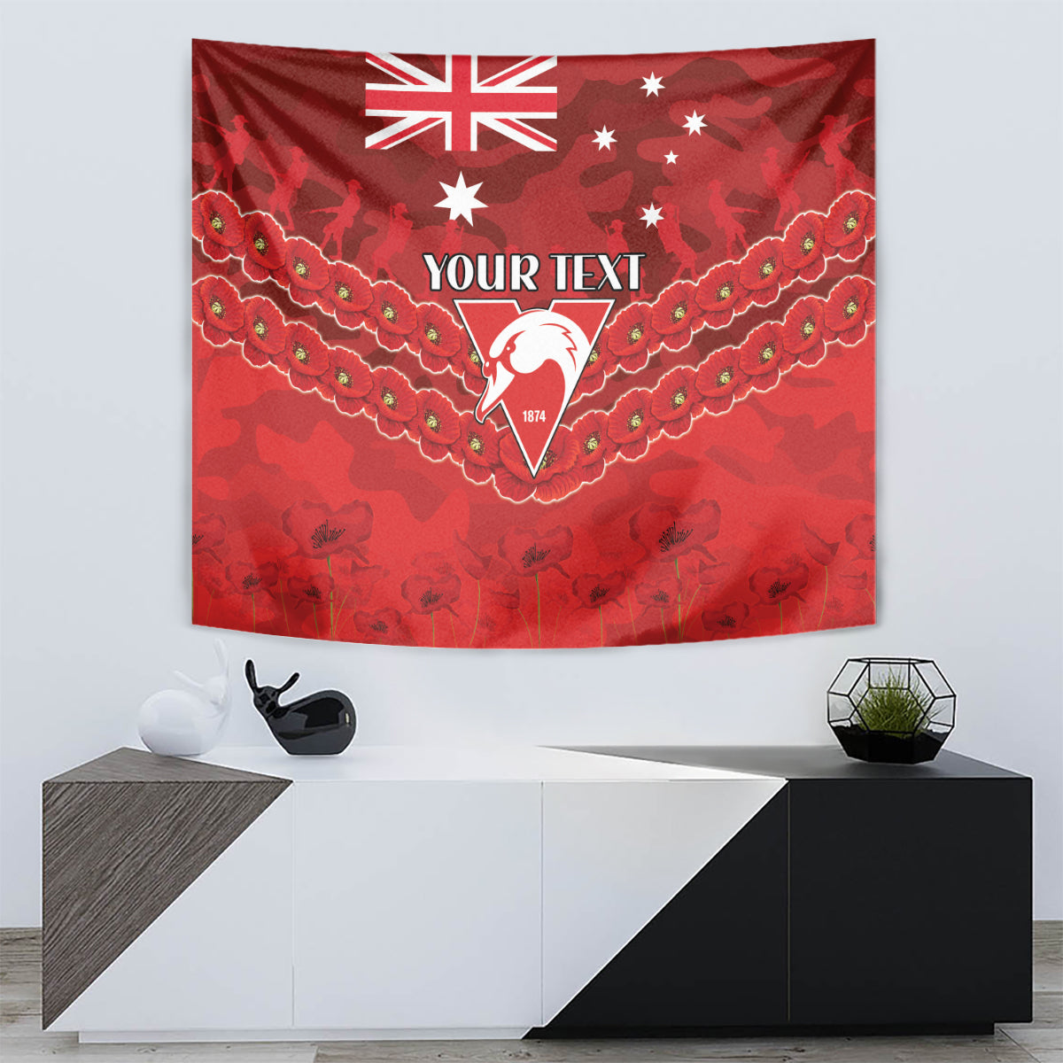 Custom Swans Football Tapestry ANZAC Lest We Forget