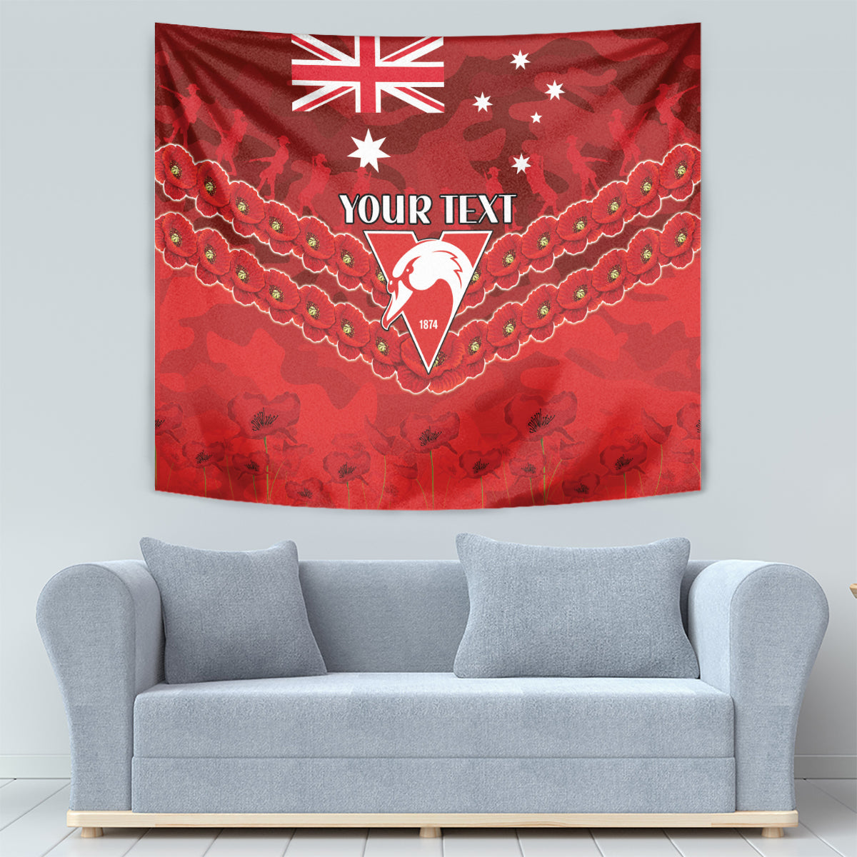 Custom Swans Football Tapestry ANZAC Lest We Forget