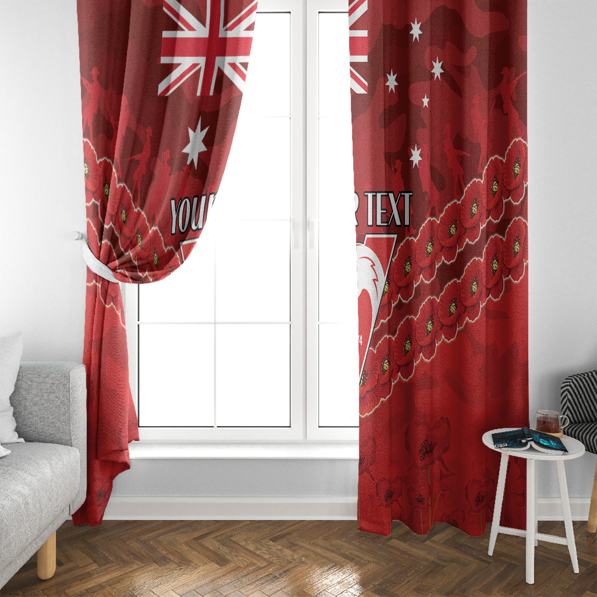 Custom Swans Football Window Curtain ANZAC Lest We Forget