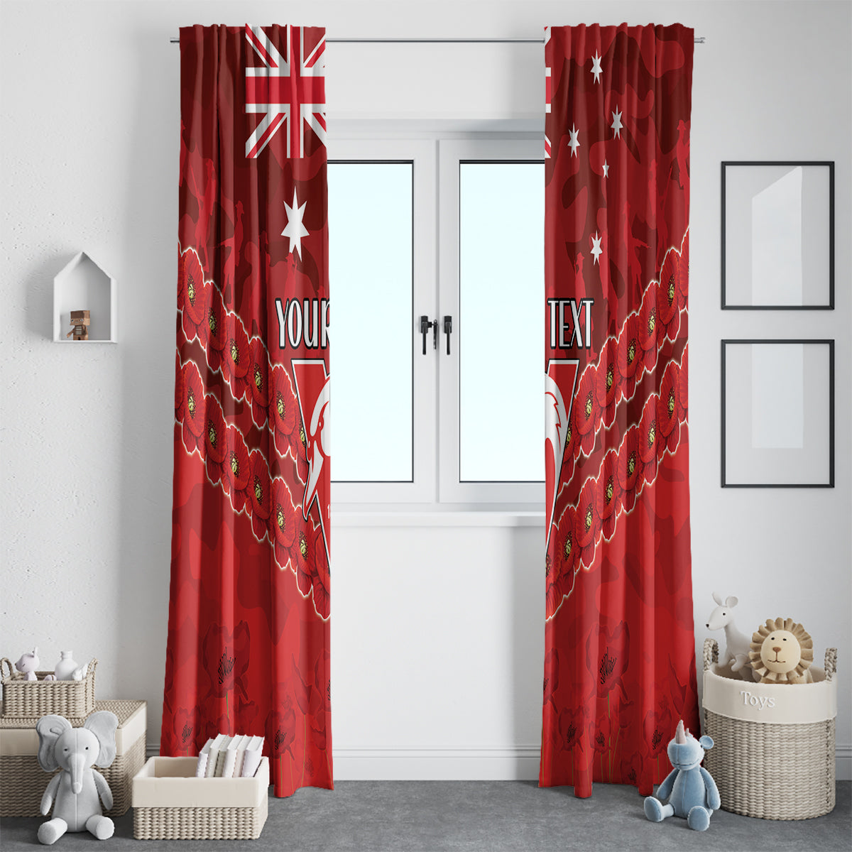 Custom Swans Football Window Curtain ANZAC Lest We Forget