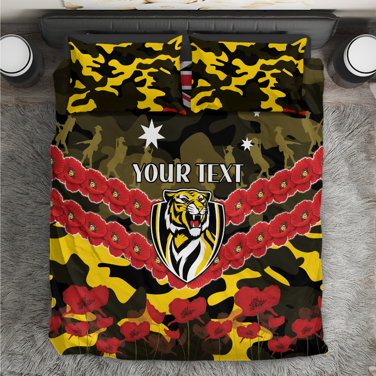 Custom Richmond Tigers Football Bedding Set ANZAC Lest We Forget