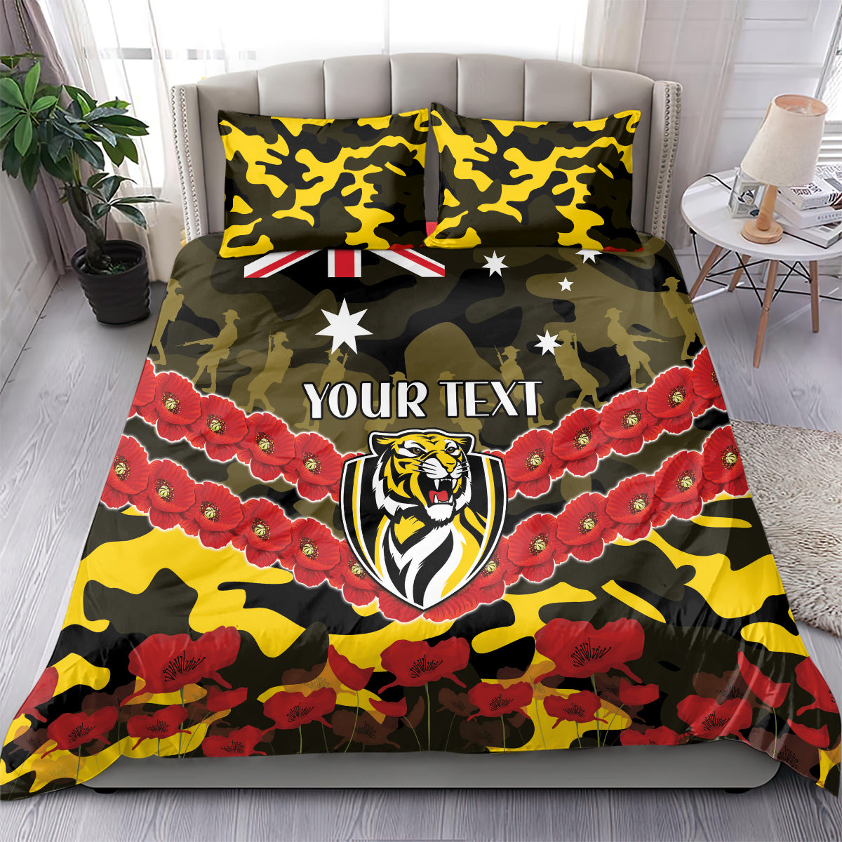Custom Richmond Tigers Football Bedding Set ANZAC Lest We Forget