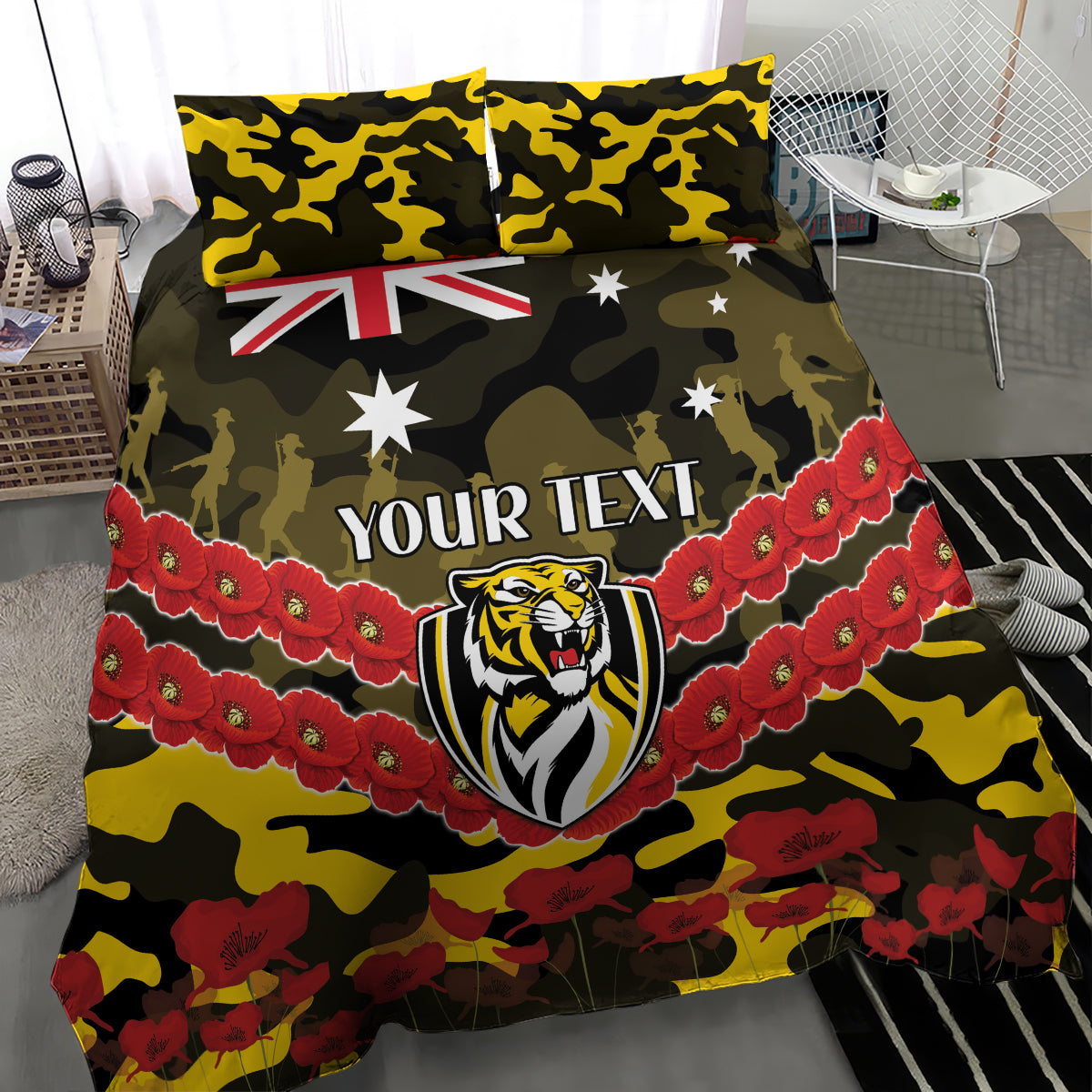 Custom Richmond Tigers Football Bedding Set ANZAC Lest We Forget