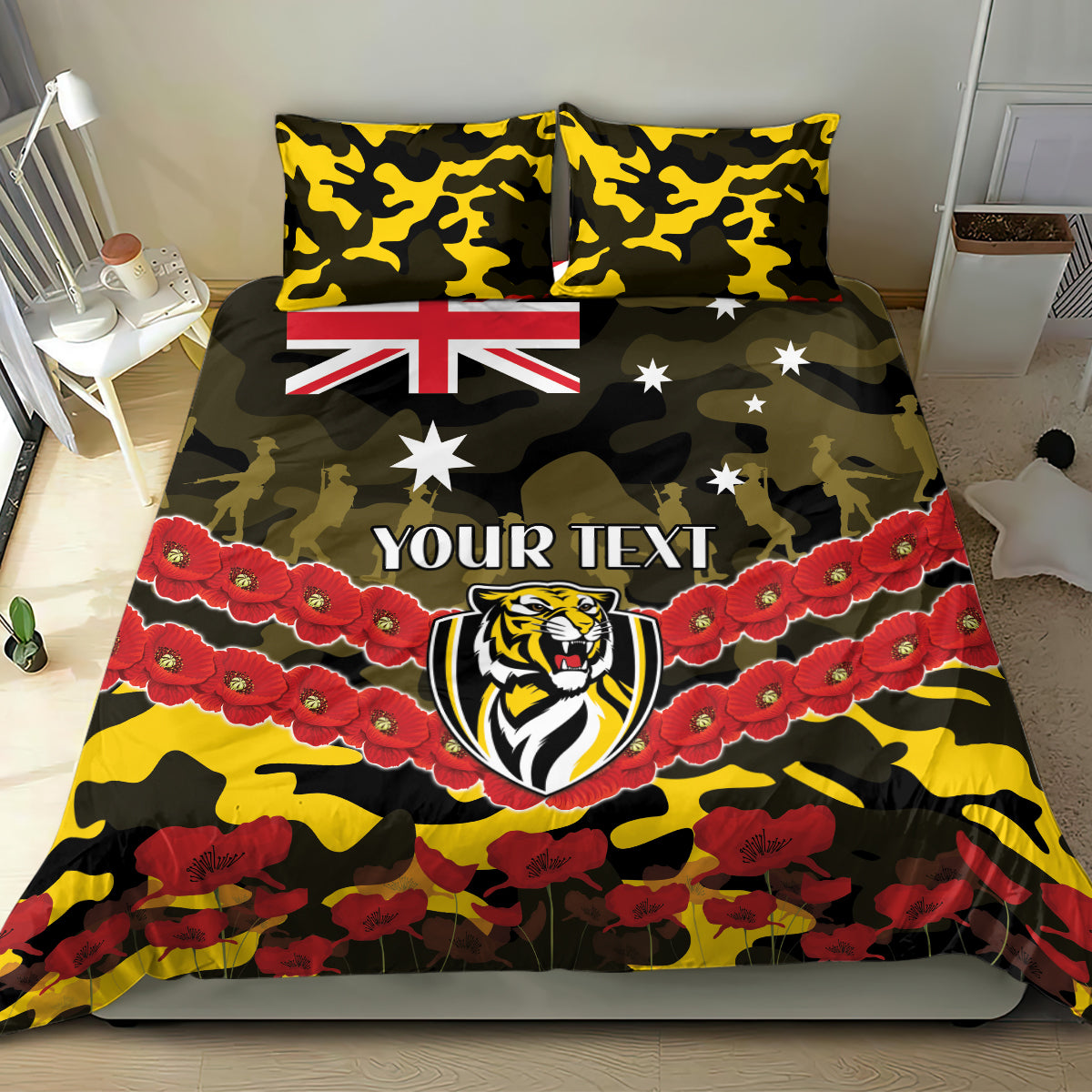 Custom Richmond Tigers Football Bedding Set ANZAC Lest We Forget