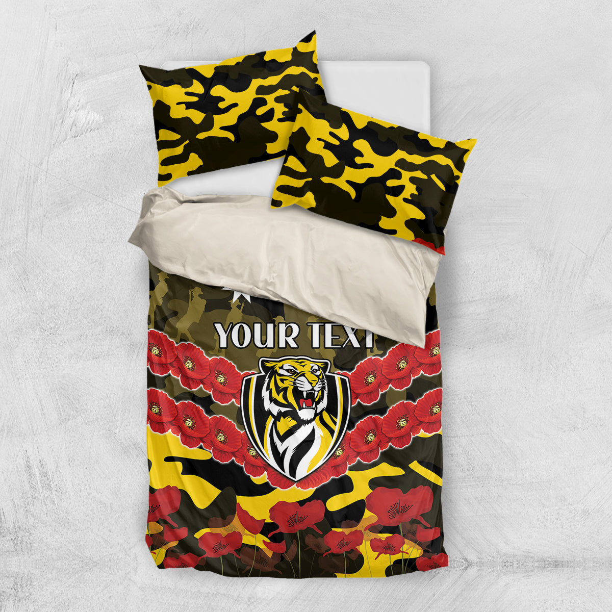 Custom Richmond Tigers Football Bedding Set ANZAC Lest We Forget
