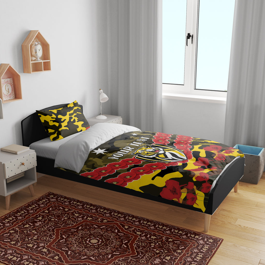 Custom Richmond Tigers Football Bedding Set ANZAC Lest We Forget