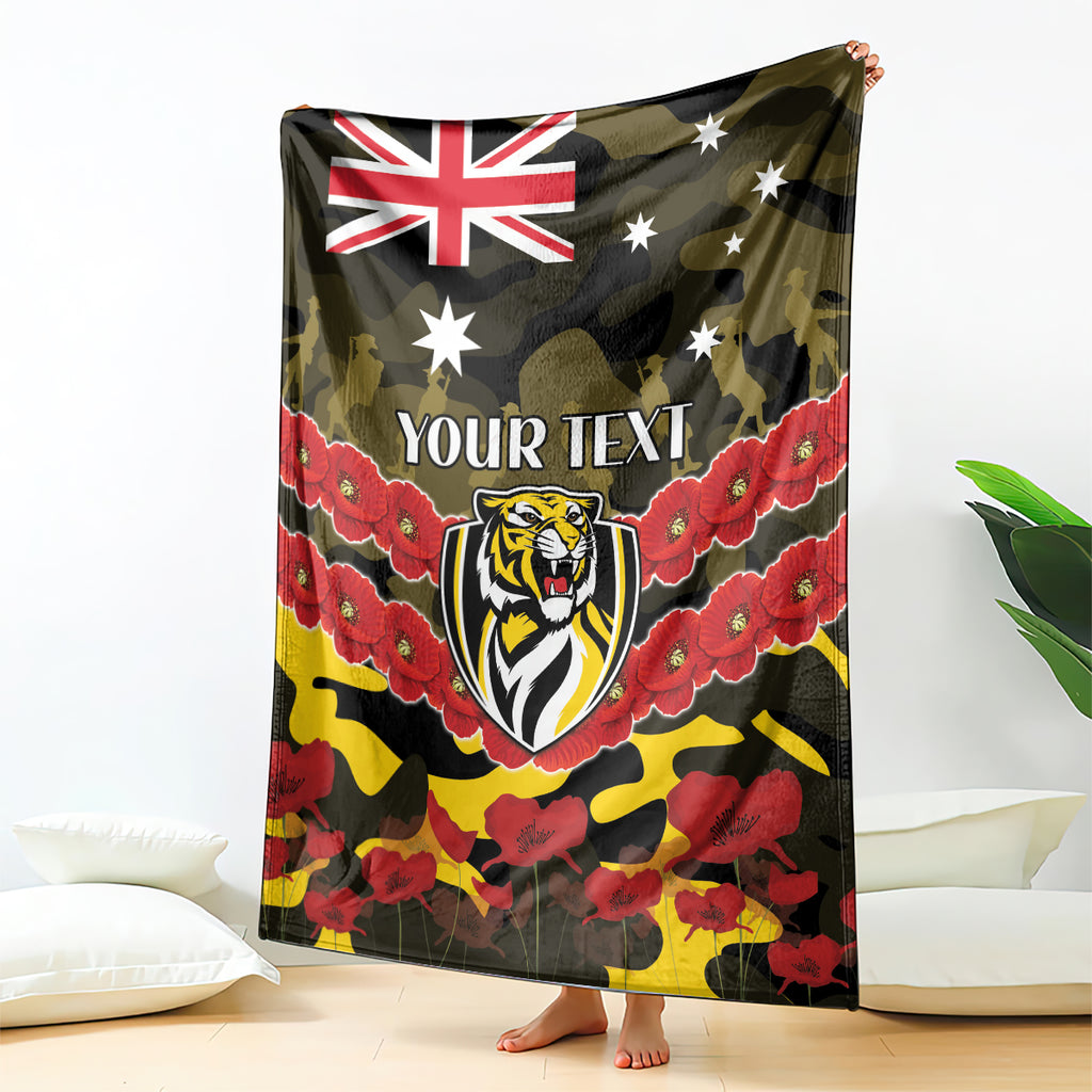 Custom Richmond Tigers Football Blanket ANZAC Lest We Forget
