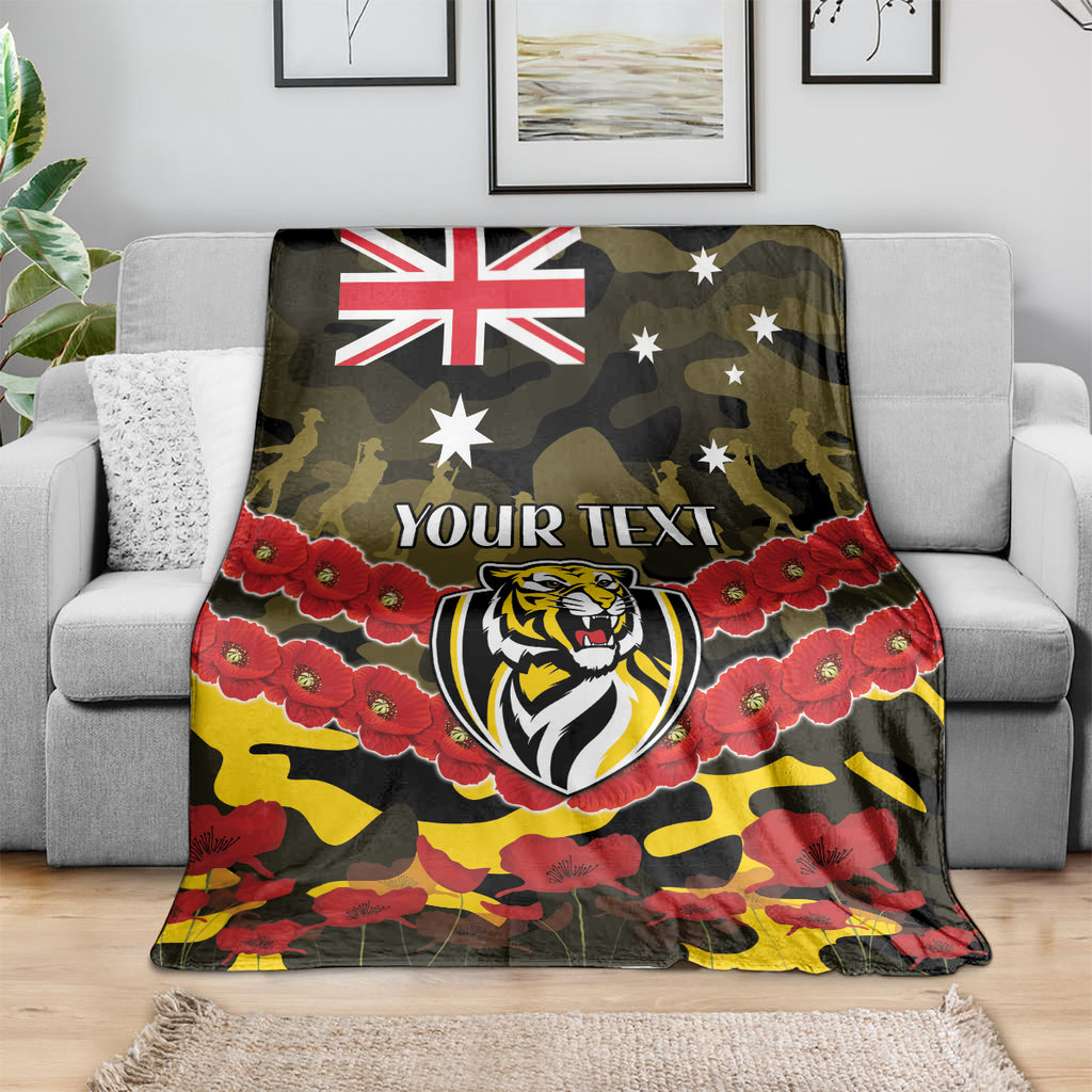 Custom Richmond Tigers Football Blanket ANZAC Lest We Forget