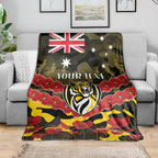 Custom Richmond Tigers Football Blanket ANZAC Lest We Forget