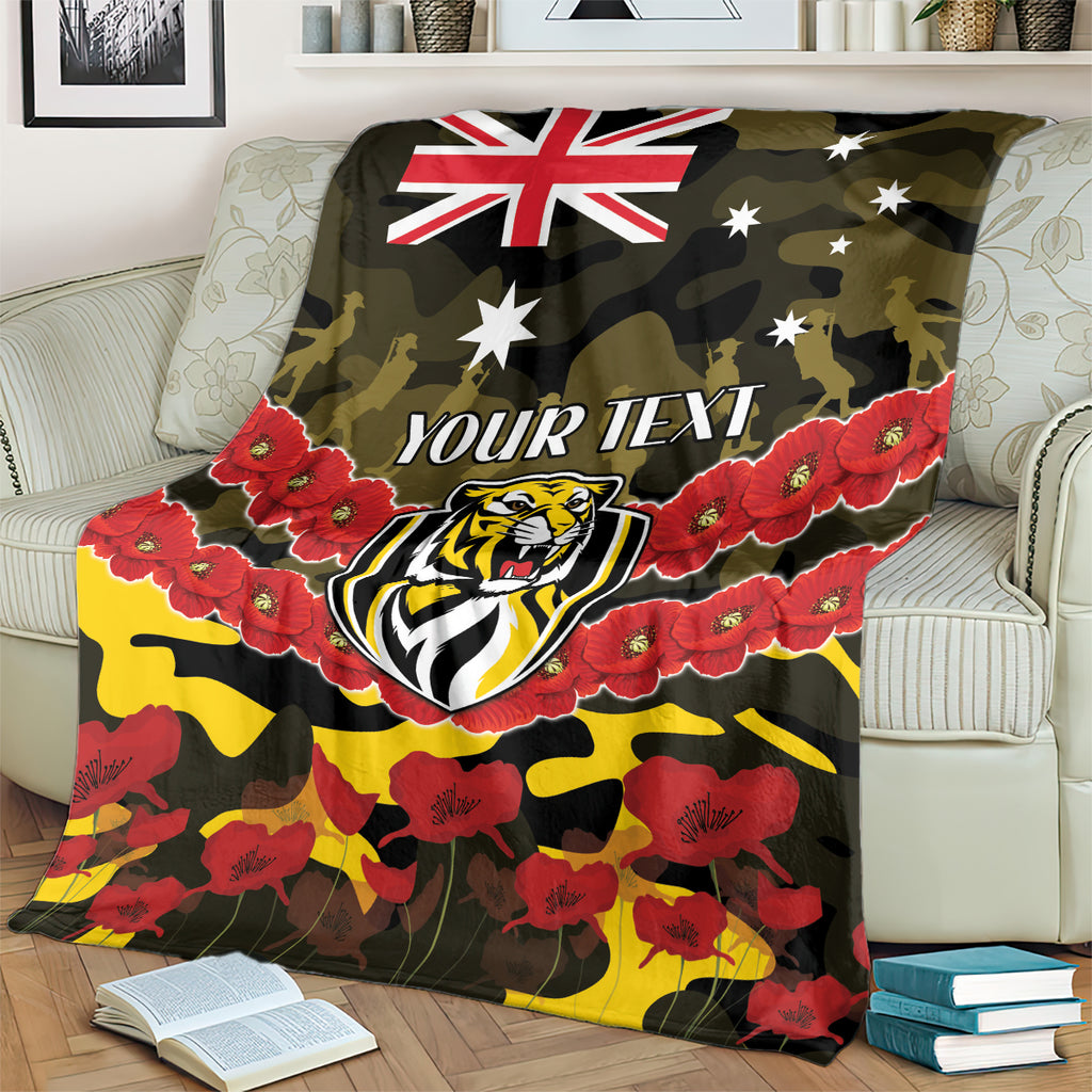 Custom Richmond Tigers Football Blanket ANZAC Lest We Forget