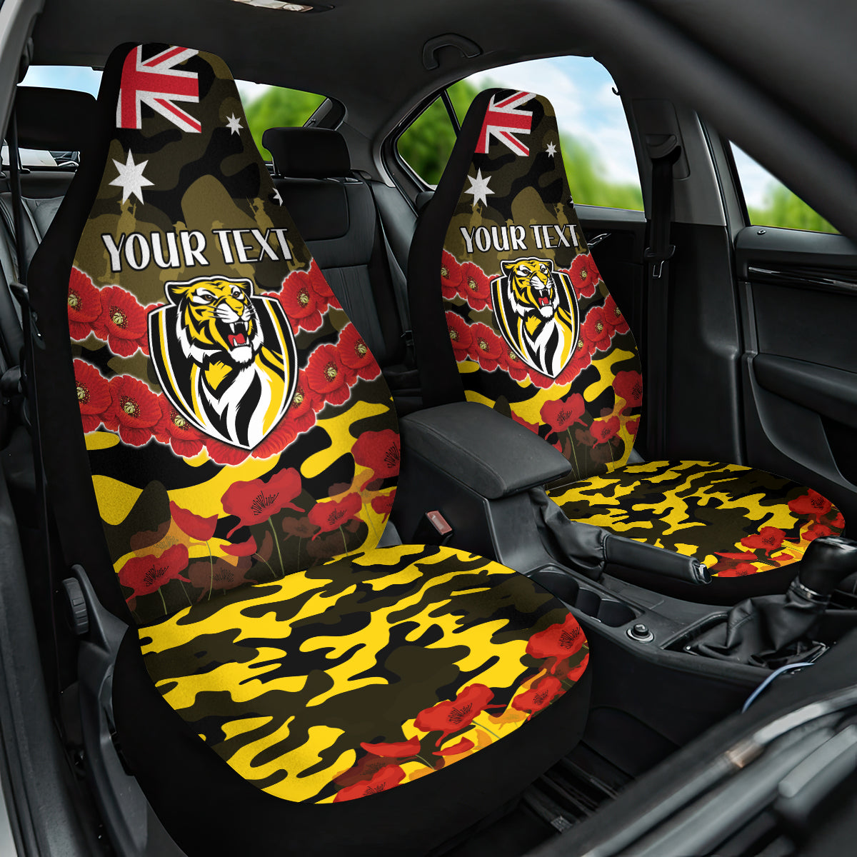 Custom Richmond Tigers Football Car Seat Cover ANZAC Lest We Forget