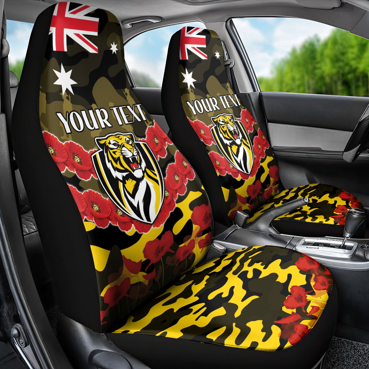 Custom Richmond Tigers Football Car Seat Cover ANZAC Lest We Forget
