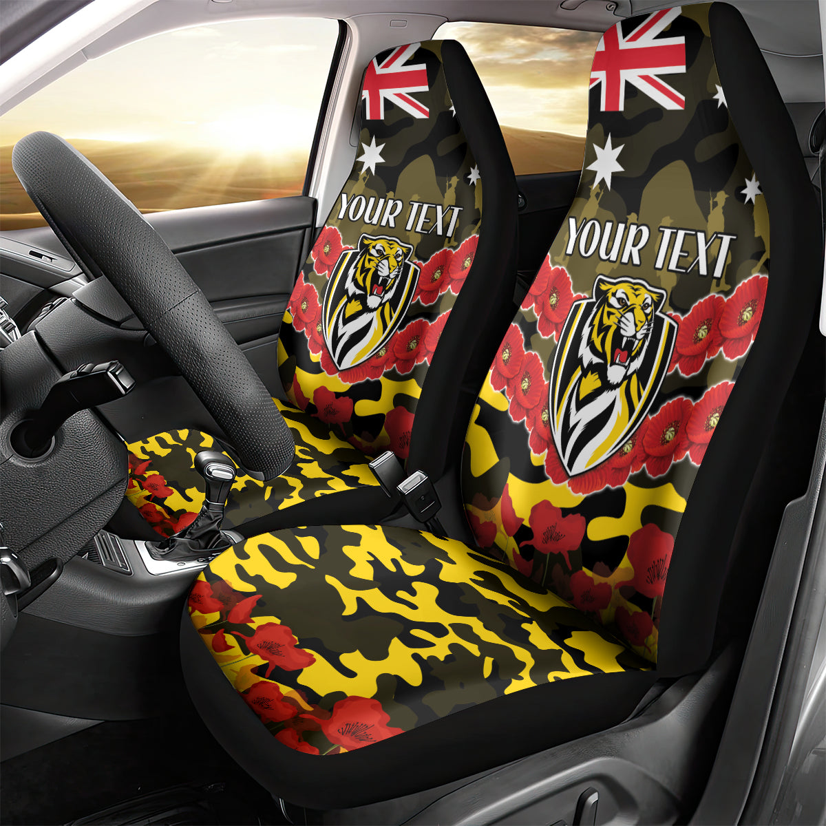 Custom Richmond Tigers Football Car Seat Cover ANZAC Lest We Forget