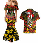 Custom Richmond Tigers Football Couples Matching Mermaid Dress and Hawaiian Shirt ANZAC Lest We Forget