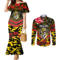 Custom Richmond Tigers Football Couples Matching Mermaid Dress and Long Sleeve Button Shirt ANZAC Lest We Forget